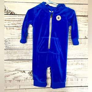 Converse all Star blue velvet bodysuit. Size 6-9M